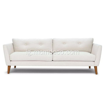 Emil Quartz White Fabric Sofa maka ime ụlọ